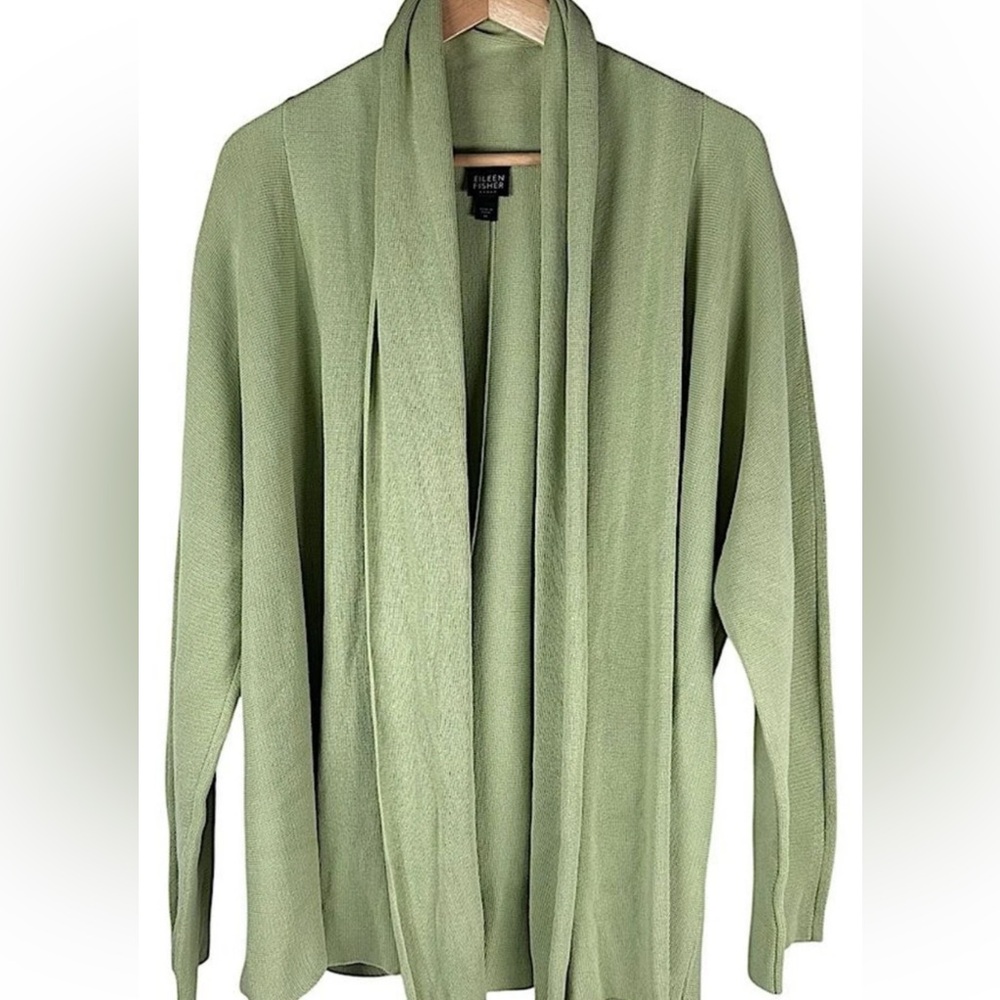 Eileen Fisher Spring Green Silk/Cotton Cardigan